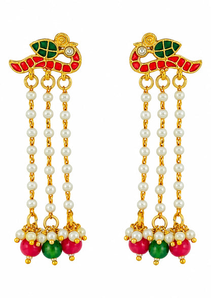Seevee Fashion Gold Plated Long Tassel Peacock Dangler Earrings