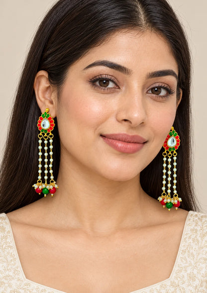 Seevee Fashion Gold Plated Long Tassel Peacock Dangler Earrings