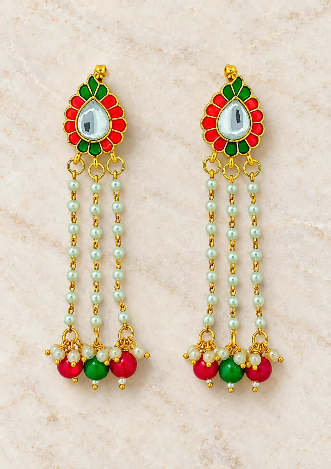 Seevee Fashion Gold Plated Long Tassel Peacock Dangler Earrings