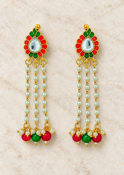 Seevee Fashion Gold Plated Long Tassel Peacock Dangler Earrings
