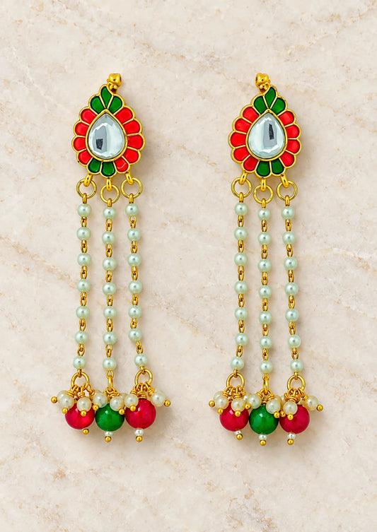 Seevee Fashion Gold Plated Long Tassel Peacock Dangler Earrings