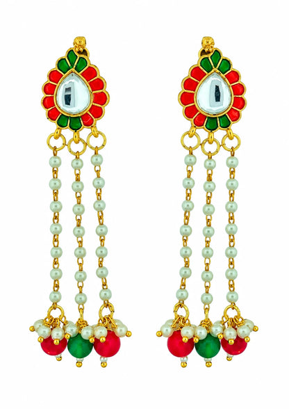 Seevee Fashion Gold Plated Long Tassel Peacock Dangler Earrings