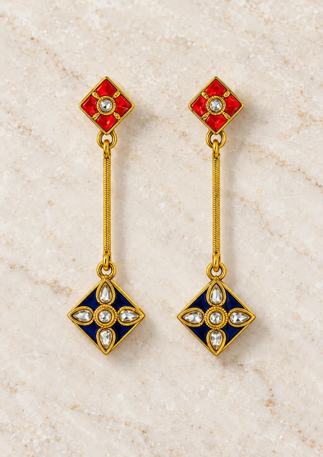 Seevee Fashion Gold Plated Austrian Stone Dangler Earrings