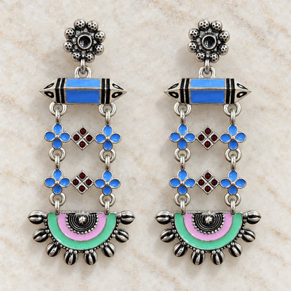 Seevee Fashion Oxidised Plated Stylish Meenakari Earrings