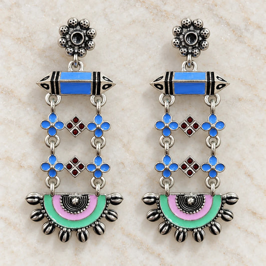 Seevee Fashion Oxidised Plated Stylish Meenakari Earrings