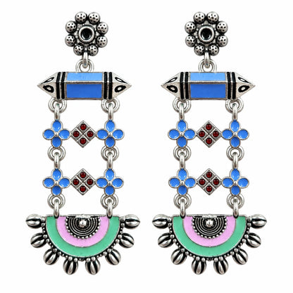 Seevee Fashion Oxidised Plated Stylish Meenakari Earrings