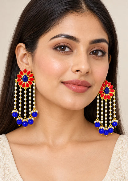 Seevee Fashion Gold Plated Long Tassel Dangler Earrings