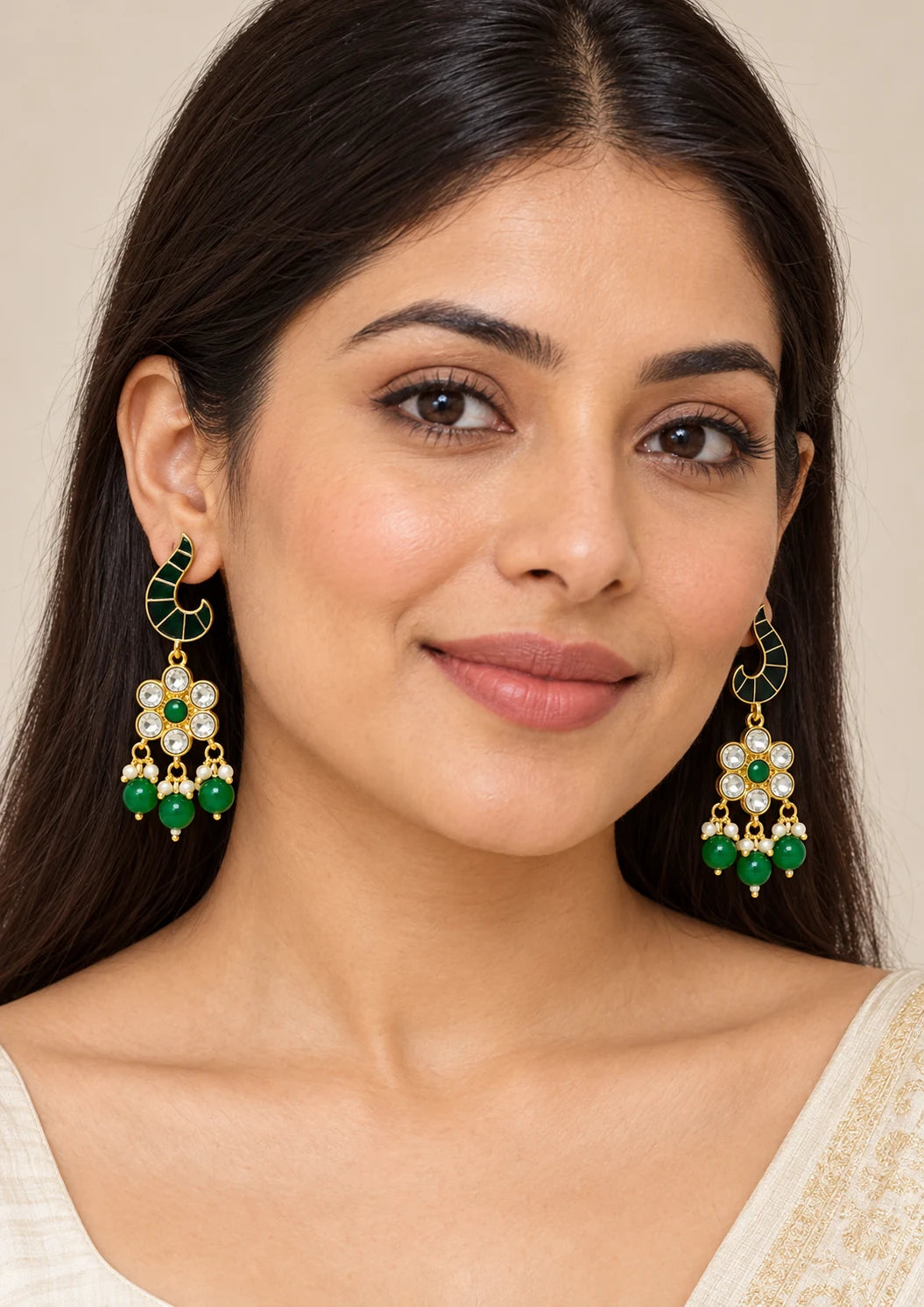 Seevee Fashion Gold Plated Meenakari & Austrian Stone Dangler Earrings