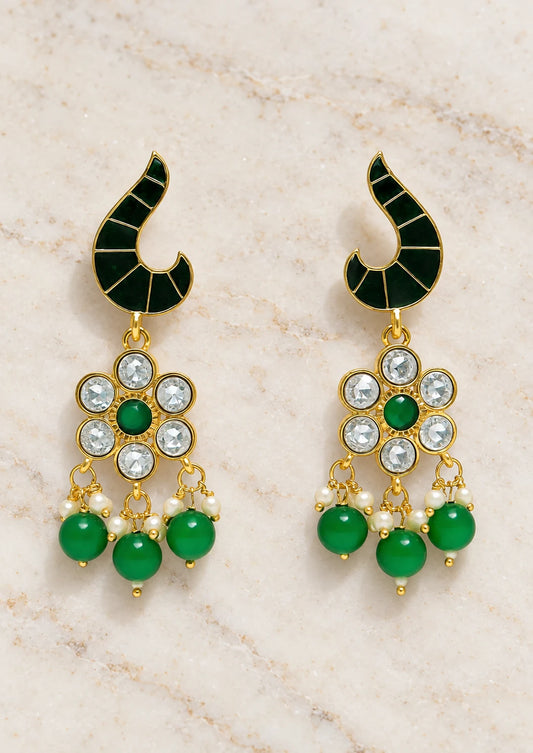 Seevee Fashion Gold Plated Meenakari & Austrian Stone Dangler Earrings