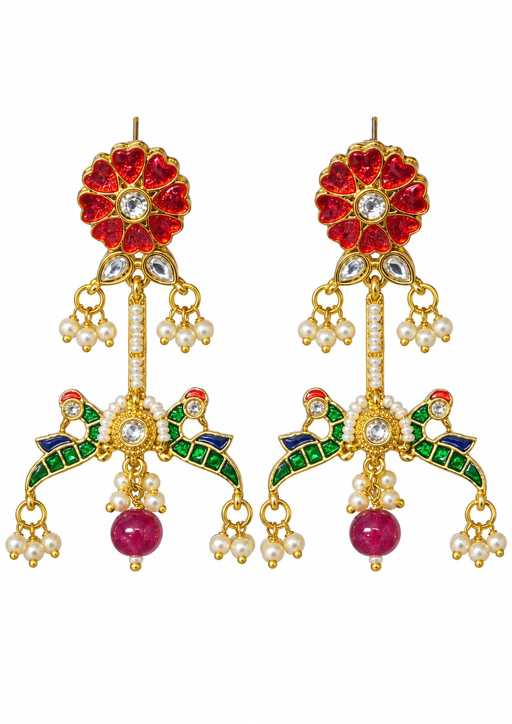 Seevee Fashion Gold Plated  Peacock Dangler Earrings