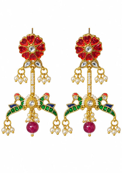 Seevee Fashion Gold Plated  Peacock Dangler Earrings