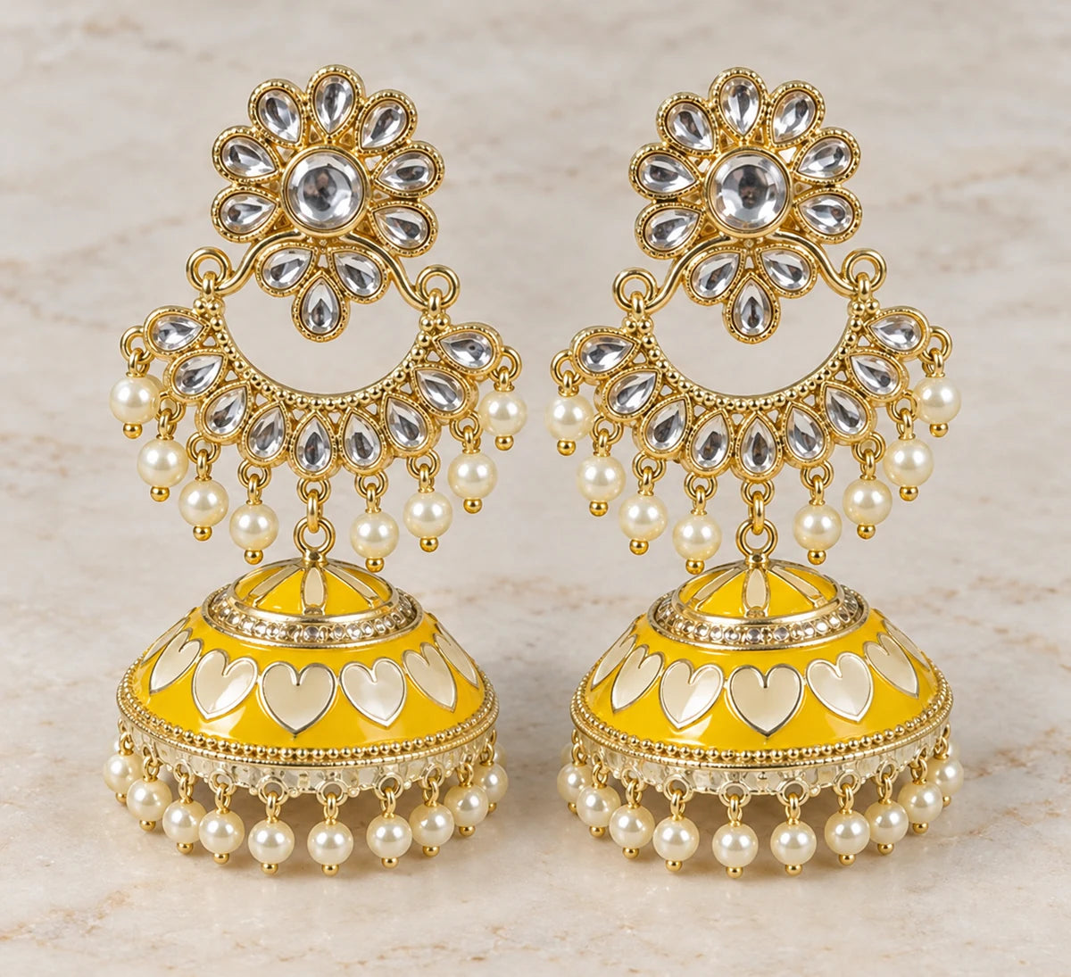 Seevee Fashion Gold Plated Kundan Meenakari Jhumka Earrings