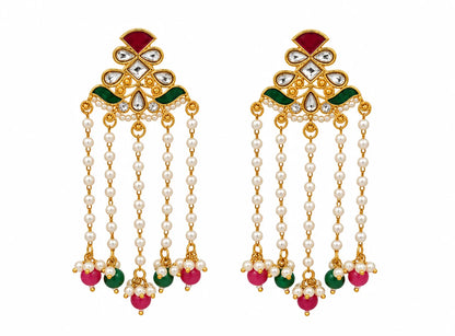 Seevee Fashion Gold Plated Long Tassel Floral Dangler Earrings