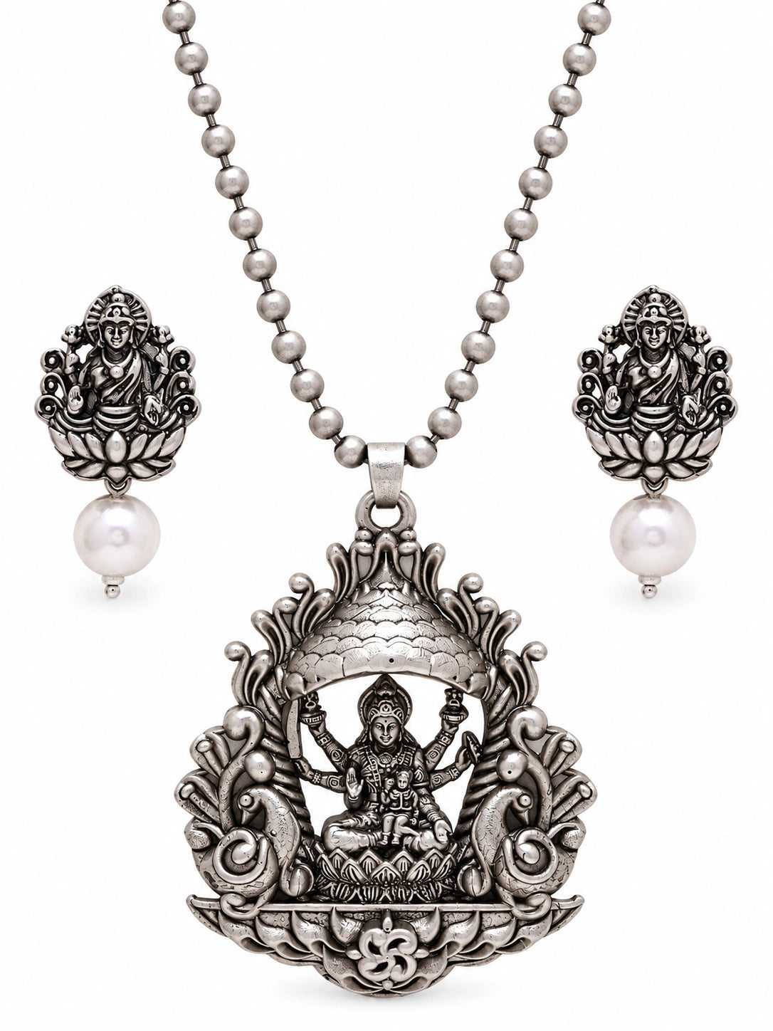 Seevee Fashion Oxidised Plated Temple Necklace Set