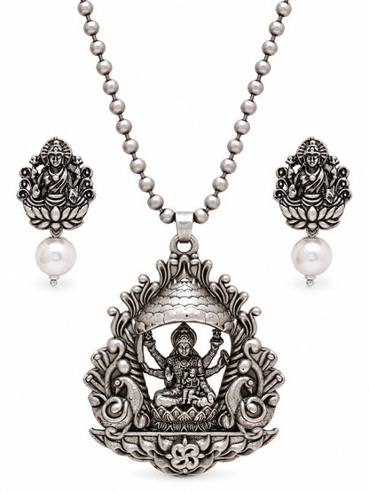 Seevee Fashion Oxidised Plated Temple Necklace Set