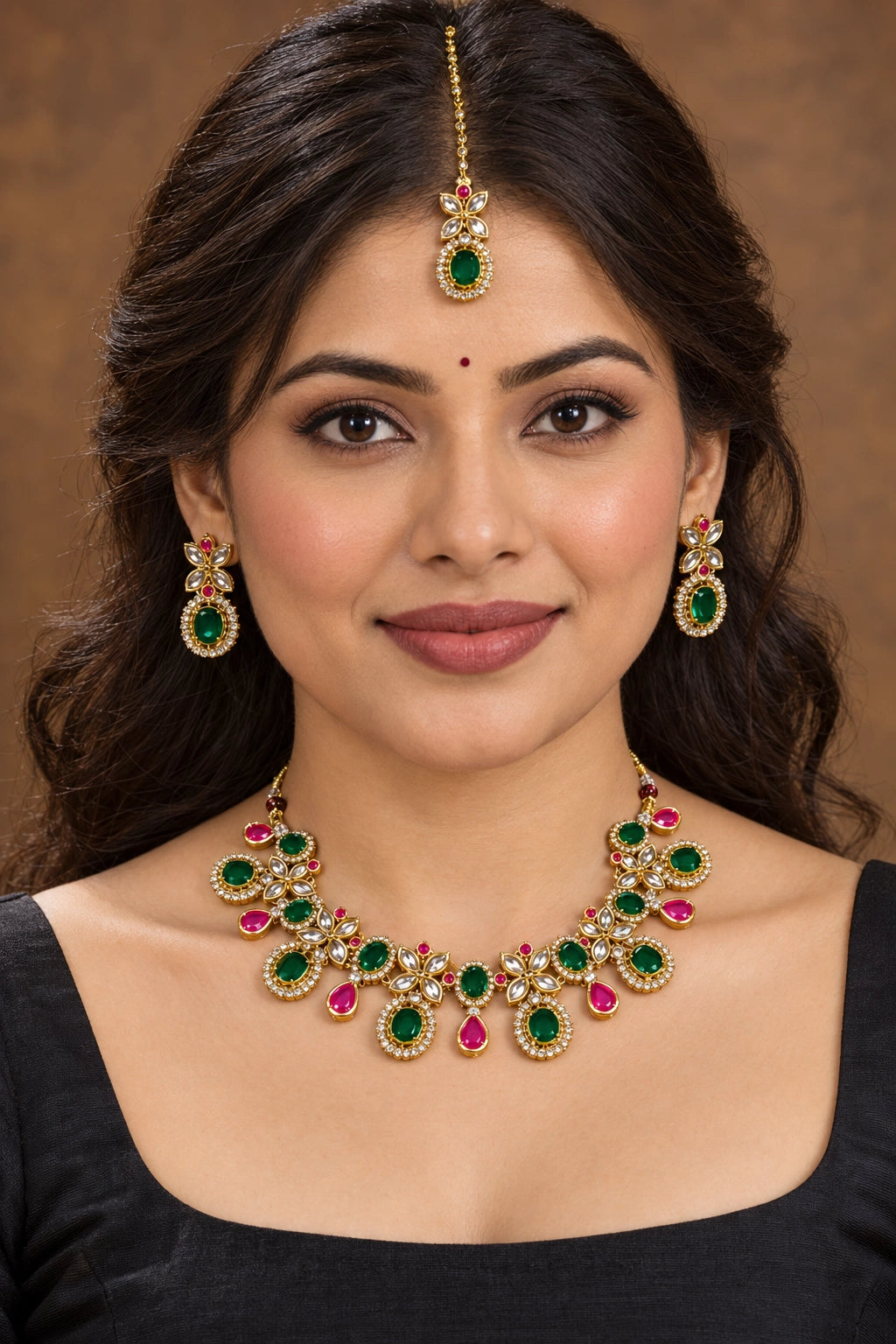Seevee Fashion Gold Plated Kundan Stone Choker Necklace Set