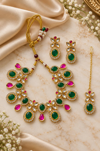 Seevee Fashion Gold Plated Kundan Stone Choker Necklace Set
