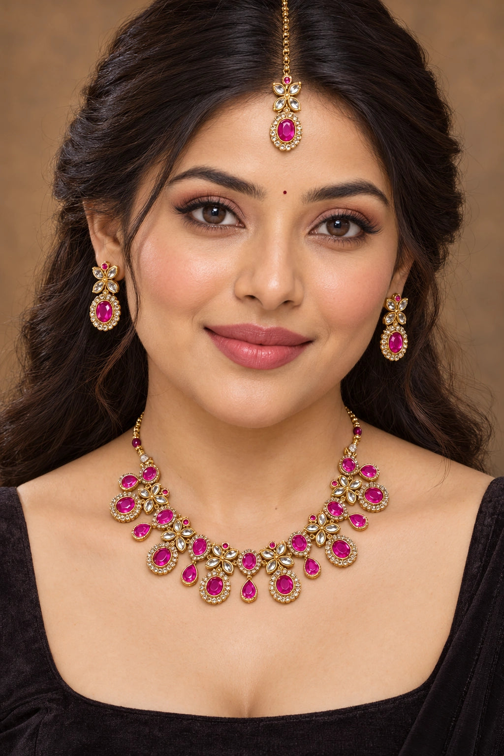 Seevee Fashion Gold Plated Kundan Stone Choker Necklace Set