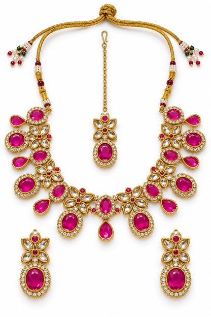Seevee Fashion Gold Plated Kundan Stone Choker Necklace Set