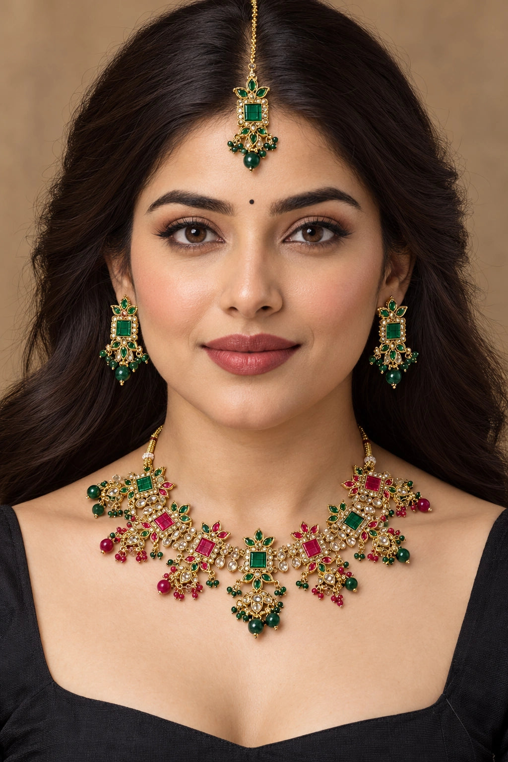 Seevee Fashion Gold Plated Kundan And Austrian Stone Choker Necklace Set
