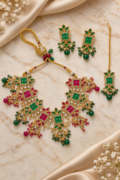 Seevee Fashion Gold Plated Kundan And Austrian Stone Choker Necklace Set