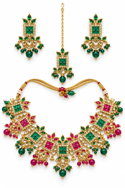 Seevee Fashion Gold Plated Kundan And Austrian Stone Choker Necklace Set