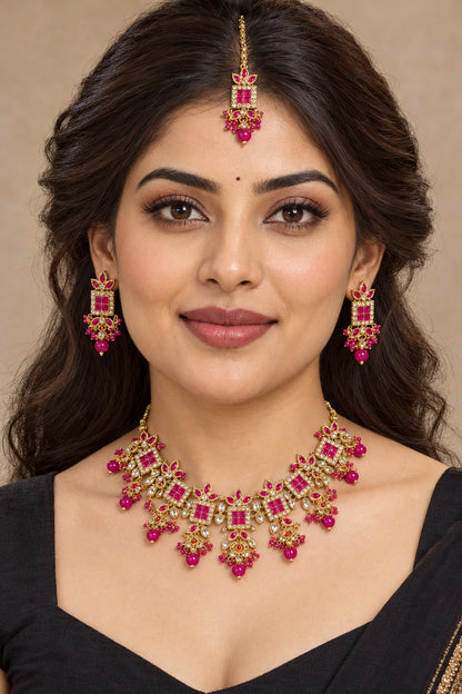 Seevee Fashion Gold Plated Kundan And Austrian Stone Choker Necklace Set