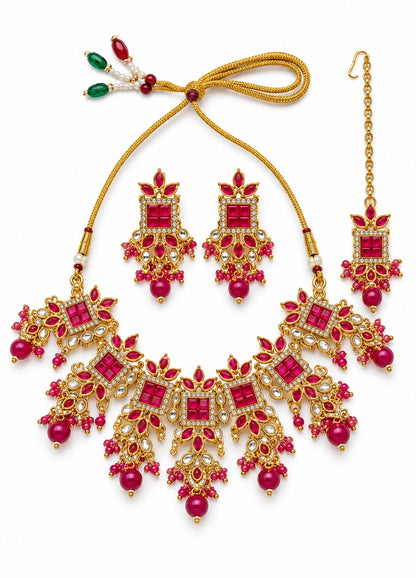 Seevee Fashion Gold Plated Kundan And Austrian Stone Choker Necklace Set