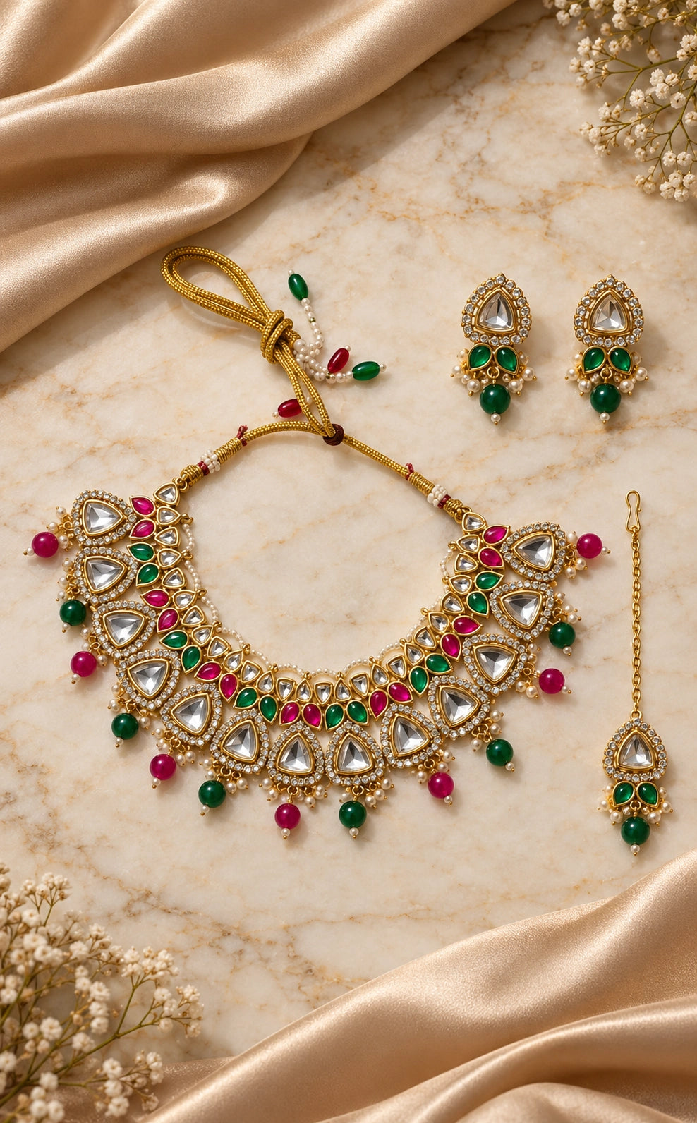 Seevee Fashion Gold Plated Kundan And Austrian Stone Choker Necklace Set
