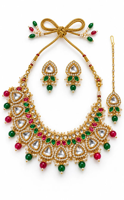 Seevee Fashion Gold Plated Kundan And Austrian Stone Choker Necklace Set