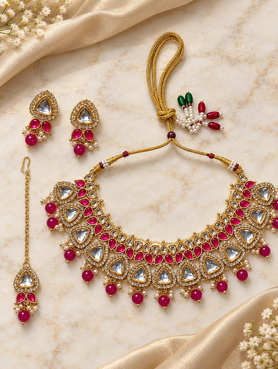 Seevee Fashion Gold Plated Kundan And Austrian Stone Choker Necklace Set