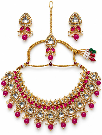 Seevee Fashion Gold Plated Kundan And Austrian Stone Choker Necklace Set
