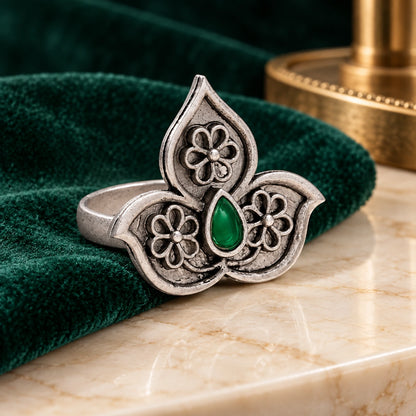 Seevee Fashion Oxidised Plated Pota Stone Rings