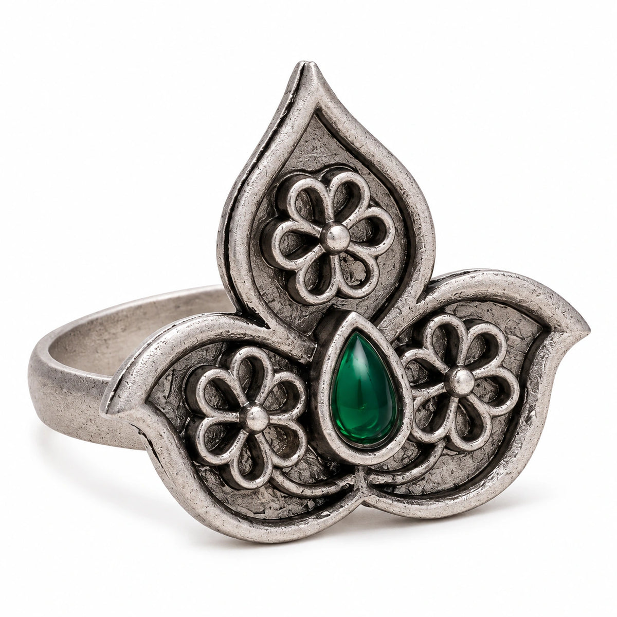 Seevee Fashion Oxidised Plated Pota Stone Rings