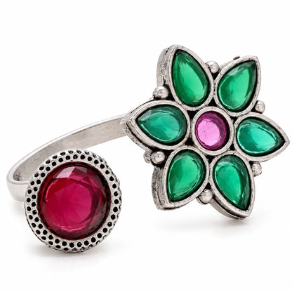 Seevee Fashion Oxidised Plated Kundan Stone Rings