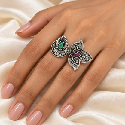 Seevee Fashion Oxidised Plated Kundan Stone Rings