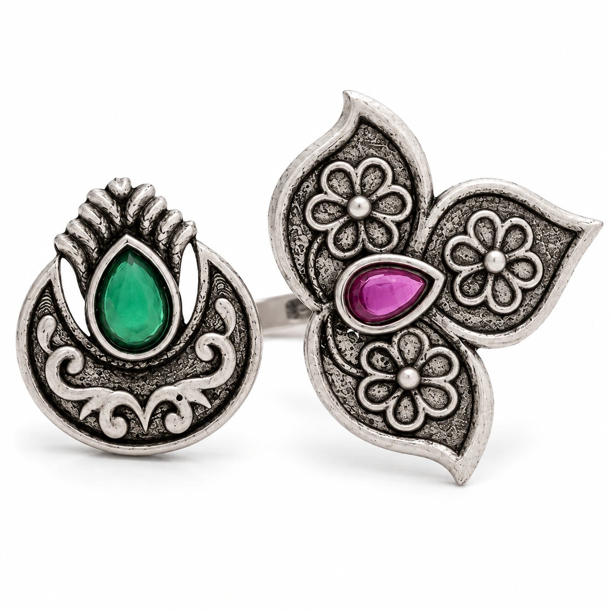 Seevee Fashion Oxidised Plated Kundan Stone Rings