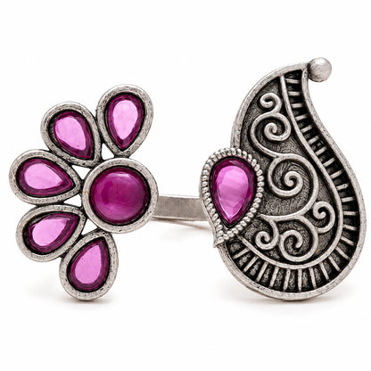 Seevee Fashion Oxidised Plated Kundan Stone Rings
