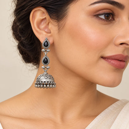 Seevee Fashion Oxidised Plated Stylish Jhumka Earrings