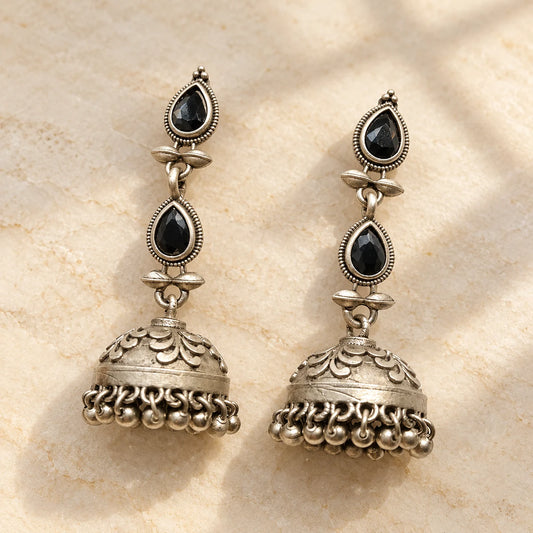 Seevee Fashion Oxidised Plated Stylish Jhumka Earrings